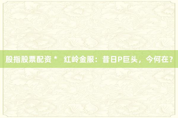 股指股票配资 *   红岭金服：昔日P巨头，今何在？