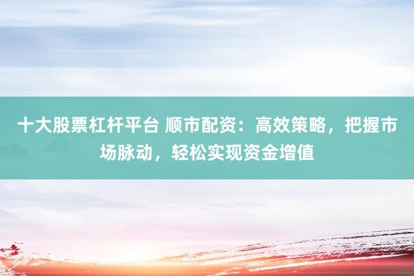 十大股票杠杆平台 顺市配资：高效策略，把握市场脉动，轻松实现资金增值