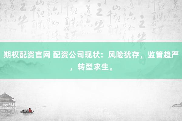 期权配资官网 配资公司现状：风险犹存，监管趋严，转型求生。