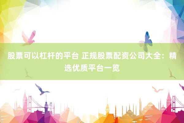 股票可以杠杆的平台 正规股票配资公司大全：精选优质平台一览
