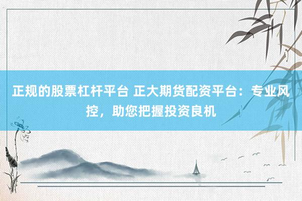 正规的股票杠杆平台 正大期货配资平台：专业风控，助您把握投资良机