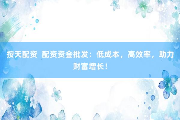 按天配资  配资资金批发：低成本，高效率，助力财富增长！