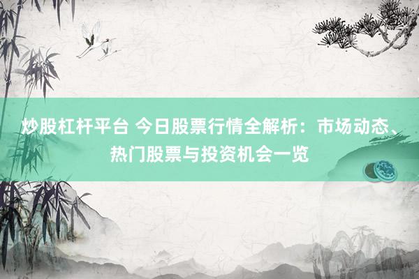炒股杠杆平台 今日股票行情全解析：市场动态、热门股票与投资机会一览