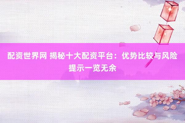 配资世界网 揭秘十大配资平台：优势比较与风险提示一览无余