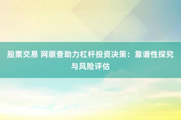 股票交易 网眼查助力杠杆投资决策：靠谱性探究与风险评估