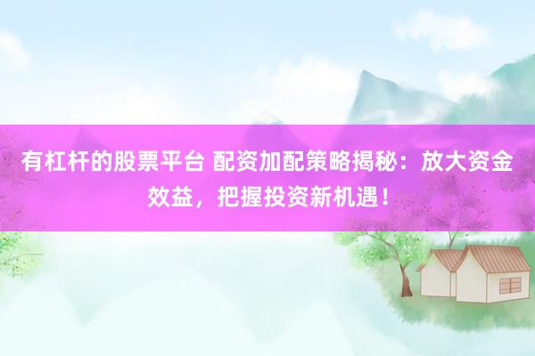 有杠杆的股票平台 配资加配策略揭秘：放大资金效益，把握投资新机遇！