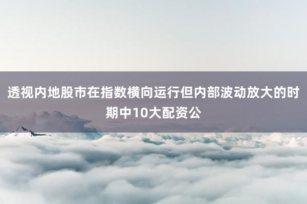 透视内地股市在指数横向运行但内部波动放大的时期中10大配资公