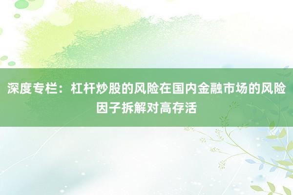 深度专栏：杠杆炒股的风险在国内金融市场的风险因子拆解对高存活