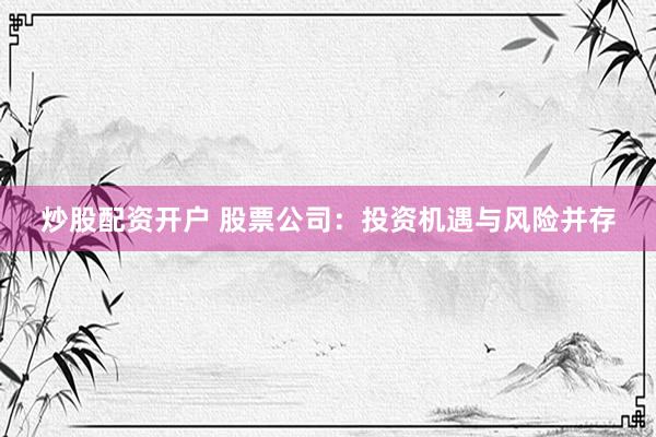 炒股配资开户 股票公司:投资机遇与风险并存
