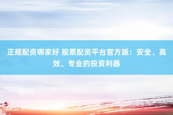 正规配资哪家好 股票配资平台官方版：安全、高效、专业的投资利器