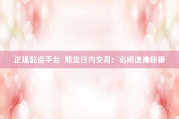 正规配资平台 期货日内交易:高频速赚秘籍
